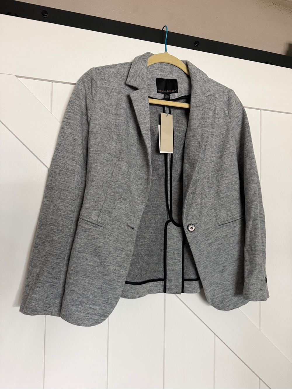 Banana Republic Light Gray Knit Single-Button Blazer